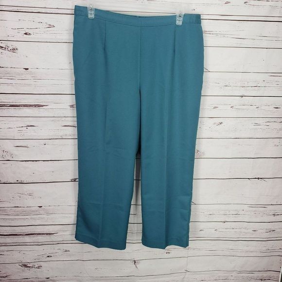ALFRED DUNNER Woman's Pull On CLASSIC FIT PANTS Size 20 W Peacock Blue‎ Green - Picture 7 of 8
